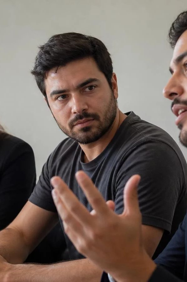 Microfone sobre a tribuna com as cadeiras da sala desfocadas ao fundo